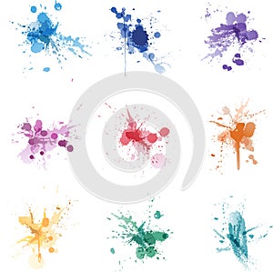 Paint splat colors set collection