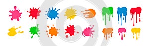 Paint splatter colorful set round splash vector