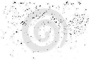 Paint splatter vector dust texture. Black ink grunge spray effect on white background.