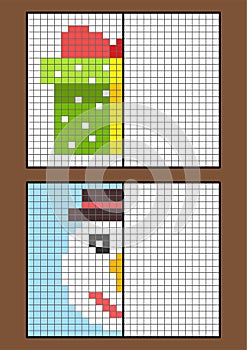 Paint in squares Invert with sample images. Coloring the other half of each symmetrical pictures