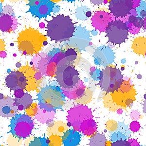 Paint stains seamless splatter, spray blots, spots