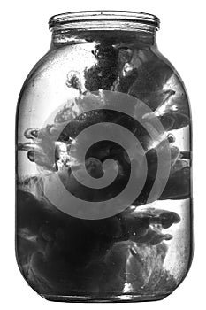 Paint swirling in water.