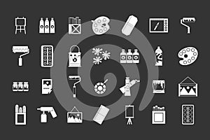 Paint tools icon set grey vector
