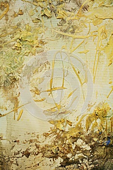 Paint vintage golden colors, brush strokes, organic textile hypnotic background