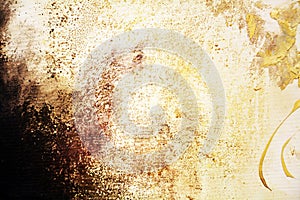 Paint vintage grunge golden colors, brush strokes, organic textile hypnotic background