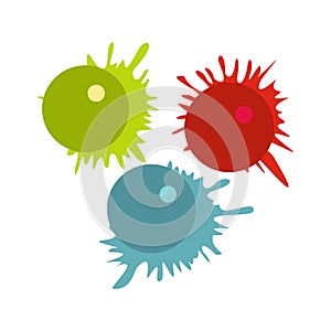 Paintball balls with splashes icon