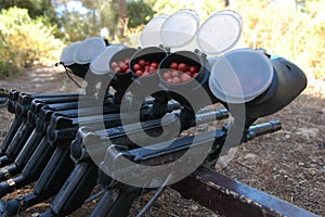 Paintball Guns In A Row