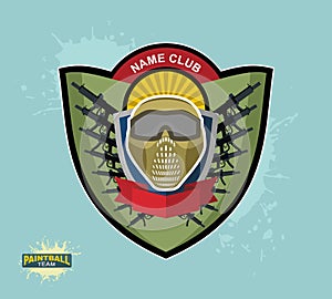 Paintball logo emblem. paintball guns and Wings. Mortal Heraldry