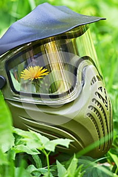 Paintball mask with flower