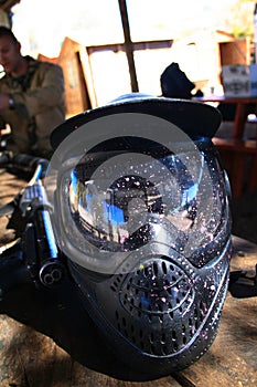 Paintball mask and gun