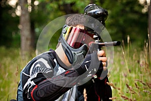 Paintball shooter in the field