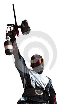 Paintball shooter holding a gun