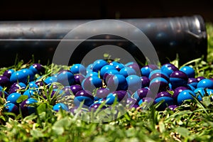 Paintballs on the grass