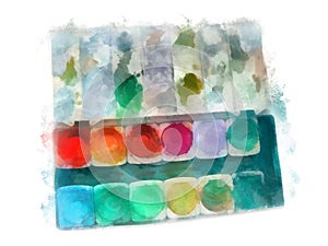 Paintbox watercolor painting photo