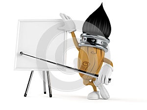 Paintbrush character with blank whiteboard