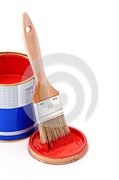 Paintbrush and paint can