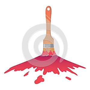 Paintbrush with paint color wet. Colorful drawing brush. Paint template of art, vector hand drawn illustration. Isolated
