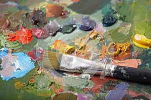 Paintbrush on palette