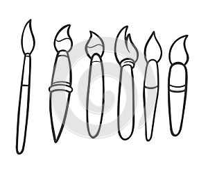Paintbrush set with hand drawn sketch and outline style