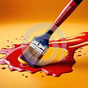 Paintbrush with vibrant splashing colors, showing artistic creativity and brilliance