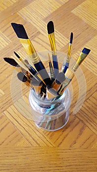 Paintbrushes in Jar