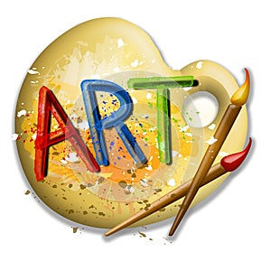 Paintbrushes and Palette Art Logo