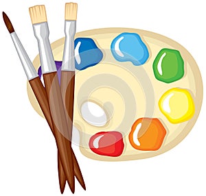 Paintbrushes and palette of paints