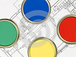 Paintcans and Blueprint