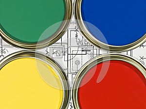 Paintcans and Blueprint