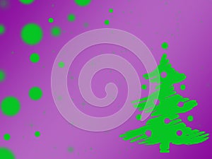 Painted abstract green Christmas tree on a purple background, li