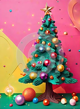 Painted background knolling volumetric Kodachrome colors Christmas