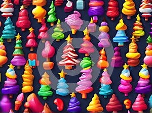 Painted background knolling volumetric Kodachrome colors Christmas