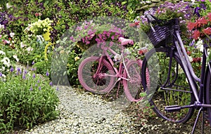 Painted Bicycles as Garden Art Planters