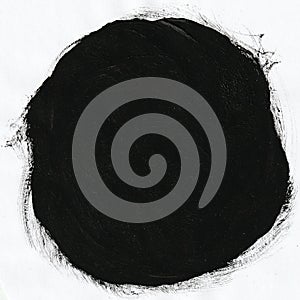 Painted Black Circle on white Background, minimalistic Background