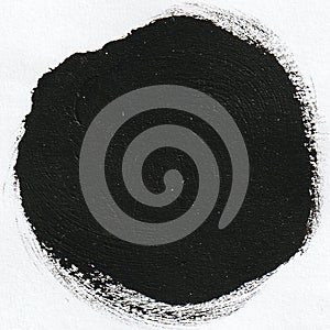 Painted Black Circle on white Background, minimalistic Background