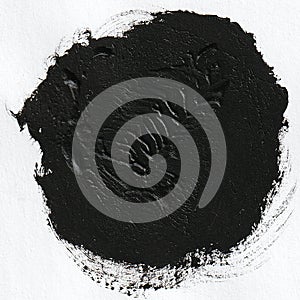 Painted Black Circle on white Background, minimalistic Background