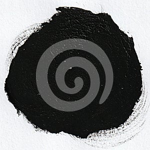 Painted Black Circle on white Background, minimalistic Background