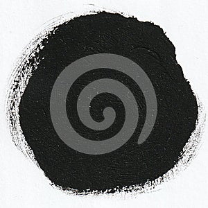 Painted Black Circle on white Background, minimalistic Background