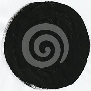 Painted Black Circle on white Background, minimalistic Background
