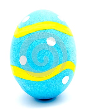 Painted blue easter egg isolated