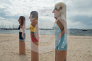 Painted bollards in Geelong