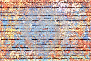 Painted brick wall texture. Colorful brickwork background