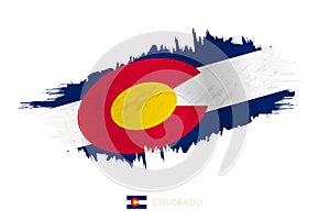 Painted brushstroke flag of Colorado with waving effect