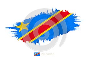 Painted brushstroke flag of DR Congo with waving effect