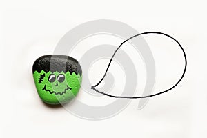 Painted Cartoon Halloween Monster Rock on White Background with