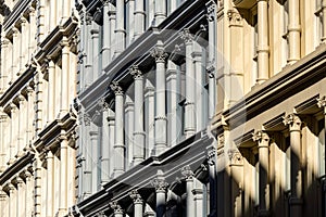 Painted cast Iron facades in Soho, Manhattan, New York City