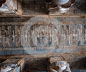 painted ceilings in the Temple of Hathor at Dendera