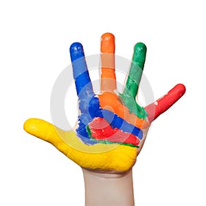 Painted colorful hand