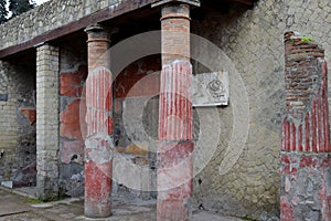 Painted Columns, Herculaneum Archaeological Site, Campania, Italy
