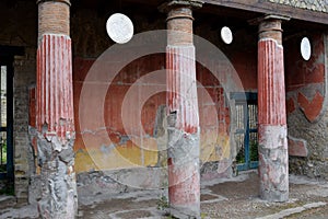 Painted Columns, Herculaneum Archaeological Site, Campania, Italy photo